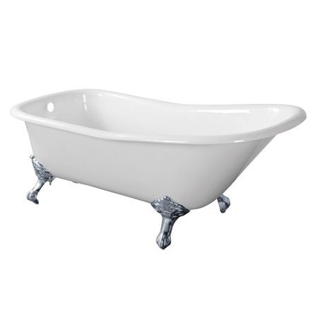 AQUA EDEN Clawfoot Bathtubs, 66.56 L, 29.5 W, White/Polished Chrome, Cast Iron VCTND6630NF1